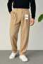 Men's Beige Color Pleated Lycra Comfortable Fit Baggy Fabric Trousers - 5
