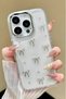 iPhone 13 Pro Max Case with Bow Pattern Transparent Glitter Silver Camera Protrusion Shiny Cover - 5