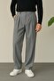 Men's Gray Color Pleated Lycra Comfortable Fit Baggy Fabric Trousers - 5