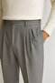 Men's Gray Color Pleated Lycra Comfortable Fit Baggy Fabric Trousers - 2