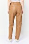 Women Regular Fit Plain Belted Faux Leather Cargo Pants, Tan - 2