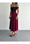 Katın Hijab Suitable Imported Lycra Crepe Fabric Kilos Bell Skirt -Burgundy - 2