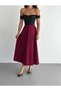 Katın Hijab Suitable Imported Lycra Crepe Fabric Kilos Bell Skirt -Burgundy