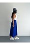 Women's Pocketed Hijab Suitable Imported Lycra Crepe Fabric Kiloş Bell Skirt -Saxs - 3
