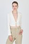 White Linen Look 100% Cotton Tie Detail Crop Blazer Jacket 7070