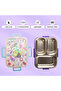 3 Compartment Stainless Steel bento Lunch Box, 800ml - Floral Purple - 4
