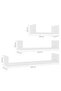 Wall Display Shelf 3 pcs White Engineered Wood - 3