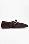 ARIAN Brown Suede Genuine Leather Perforated Women’s Ballet Flats - 6