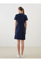 Navy blue polo neck a-line mini dress - 4