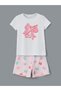 Lcw kids white bow printed girls' pajama set with shorts