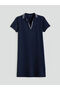 Navy blue polo neck a-line mini dress - 5