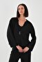 Women's Cardigan with Drawstring Collar and Zipper