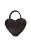 Brown Color Shk236 Faux Leather Zippered Single Compartment Heart Model Hand, Arm and Shoulder Bag