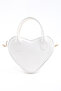 White Shk236 Faux Leather Zippered Single Compartment Heart Model Hand, Arm and Shoulder Bag