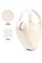 Cream Shk236 Faux Leather Zippered Single Compartment Heart Model Hand, Arm and Shoulder Bag - 5