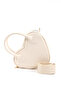 Cream Shk236 Faux Leather Zippered Single Compartment Heart Model Hand, Arm and Shoulder Bag - 6