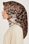 Nostalgia Series Silk Twill Scarf 9249D-03 Leopard Pattern Mink-Black-Beige - 3