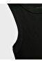Girl's 100% Cotton Fabric Black Color Ribbed Zero Sleeve Crop - 2
