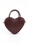 Burgundy Shk236 Faux Leather Zippered Single-Compartment Heart Model Hand, Arm and Shoulder Bag - 3