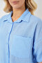 Women's Short Sleeve Linen Look Shirt 20336 - Blue - 5