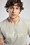 New Drawing Men's 100% Cotton O Neck T-Shirt Khaki - 5