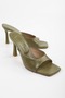 Women's Noir Oil Green Skin Heeled Slippers