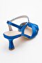 Melin Sax Blue Satin Cross Strap Women's Heeled Shoes - 5