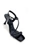 Kindep (Park Moda) Piping Detailed Heeled Women's Sandals Black - 5
