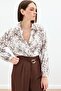 Floral Embroidered Viscose Shirt - Brown - 5