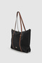 Velie Parachute Fabric Striped Shopper Bag Black-Tan - 3