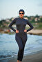 Women's Pool/Sea/Beach Long Front Zipper Detailed Checkered Swimsuit Jumpsuit