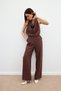 Knitted Belted Trousers - Brown - 4