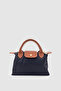 Neylo Zipper and Magnet Closure Parachute Fabric Cross Strap Handbag Black-Tan