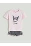 Lcw Baby Kuromi Printed Baby Girl T-Shirt and Shorts 2-Pack