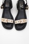 RABEL Black-Beige Genuine Leather Buckled Women's Block Heel Sandals - 2