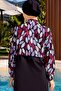 Full Covered Parachute Fabric Crop Model Drop Patterned Hijab Swimsuit - 2526 - 2