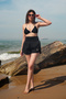 Women's Laser Cut Cat Printed Sea/Pool/Beach Shorts with Inner Leggings