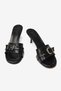 Kallia Black Patent Leather Buckle Detail Heels for Women Slipper - 7