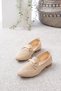 Zeyha Buckle Detailed Daily Knitwear Pointed Toe Women's Ballerinas - 4