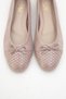 02 Dark Beige Glitter Genuine Leather Women's Ballerina Shoes - 2