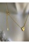 F Letter Stainless Steel Necklace 40+5 cm - 3