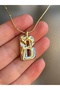 Letter B Stainless Steel Necklace 40+5 cm - 2
