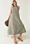 Mixray Collection Crew Neck, Sleeveless A-Form Maxi Dress - 2