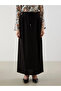 Lcw Grace Black Elastic Waist Linen Blend Skirt - 3