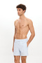 Men's Seersucker Fabric Striped Swim Shorts with Pockets Mesh Lining Quick Dry Water Repellent Medium Size 25Sm112St - 2