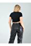 Side Gathered Crop Top Black - 5