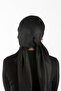 New Design Adjustable Bonnet Scarf - Black Glitter, Adjustable Neck Elastic, Non-Slip Velvet Ribbon - 3