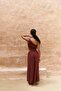 Mharia Asymmetric Detail Tile Long Linen Dress - 4