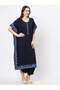 Featuring a Navy kaftan set with dhoti pant - 4