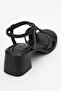 Dolen Black Stone Genuine Leather Women's Thick Heeled Sandals - 5